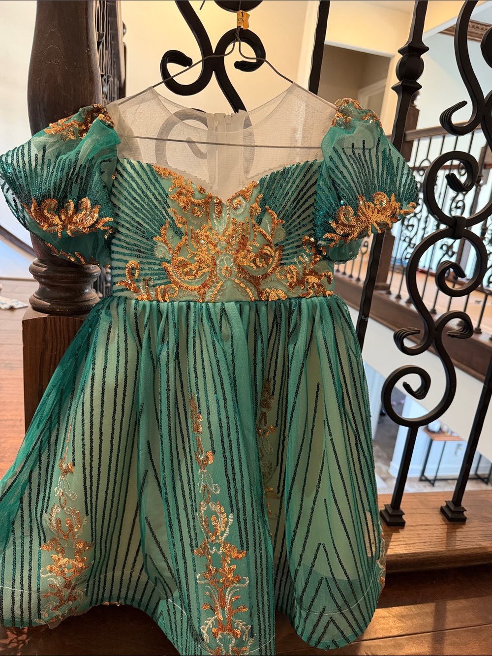 Emerald & gold dress